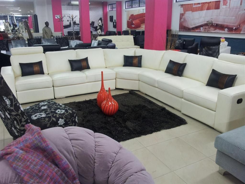 Lounge Suites Aniline leather lounge suite with chaise and recliner